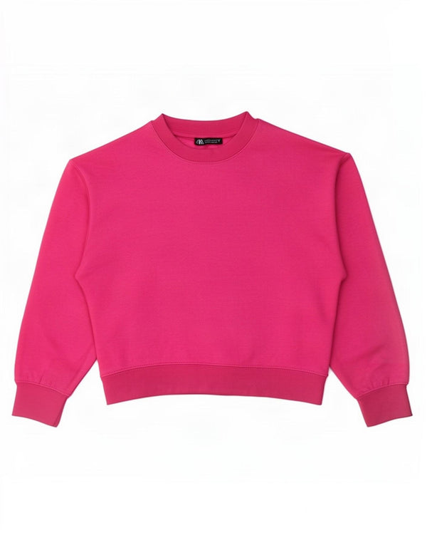 Zara Womens Sweatshirt Jumper UK 14 Medium Pink Polyester