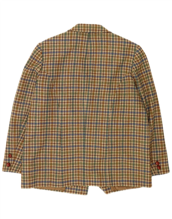 Vintage damska marynarka zapinana na 3 guziki UK 20 2XL beżowa pepitka