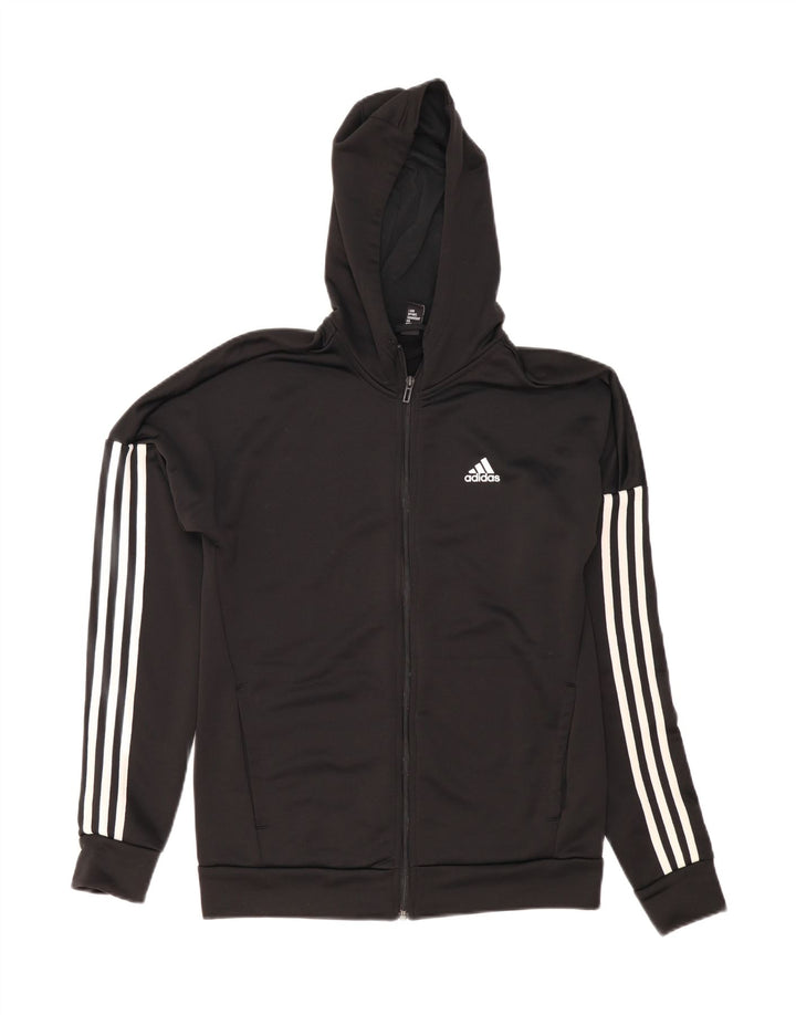 Adidas Męski sweter z kapturem i zamkiem błyskawicznym UK 38/40 Średni czarny poliester