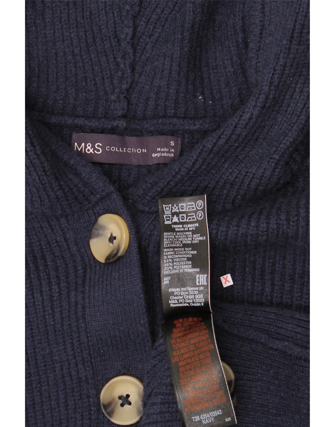 Marks & Spencer Damski sweter rozpinany z kapturem, UK 10, mały, granatowy