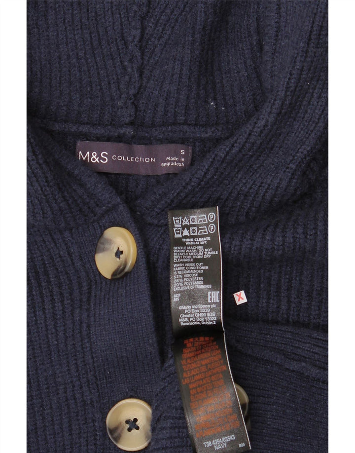 Marks & Spencer Damski sweter rozpinany z kapturem, UK 10, mały, granatowy
