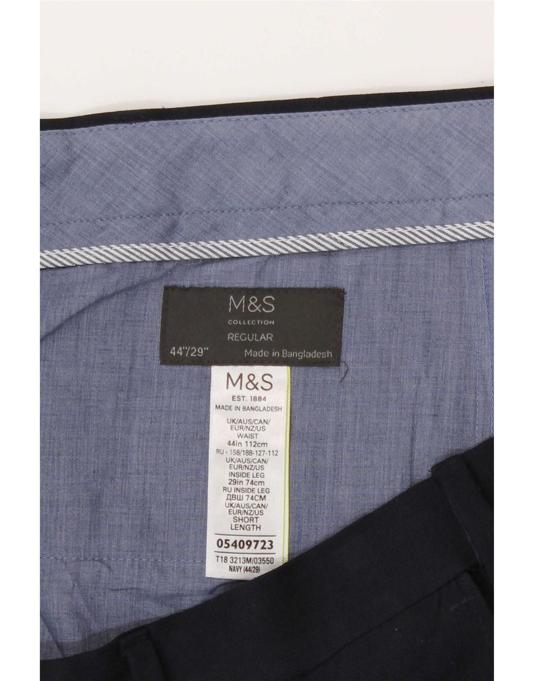 Męskie krótkie spodnie Marks & Spencer W44 L26 Granatowy poliester