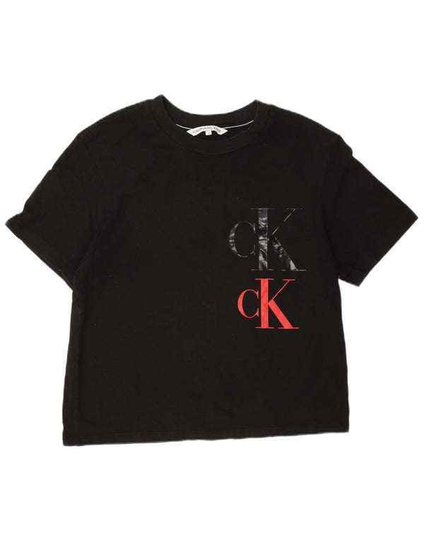T-shirt damski Calvin Klein Jeans Crop Graphic Top UK 14 Średni czarny