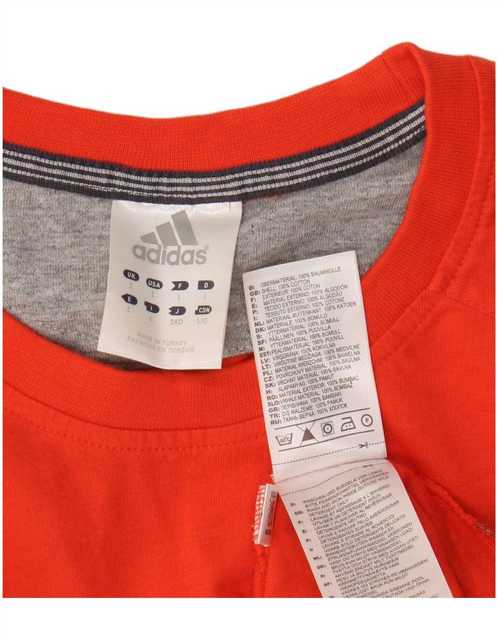 Adidas Męski T-shirt Top Duży Pomarańczowy Bawełniany