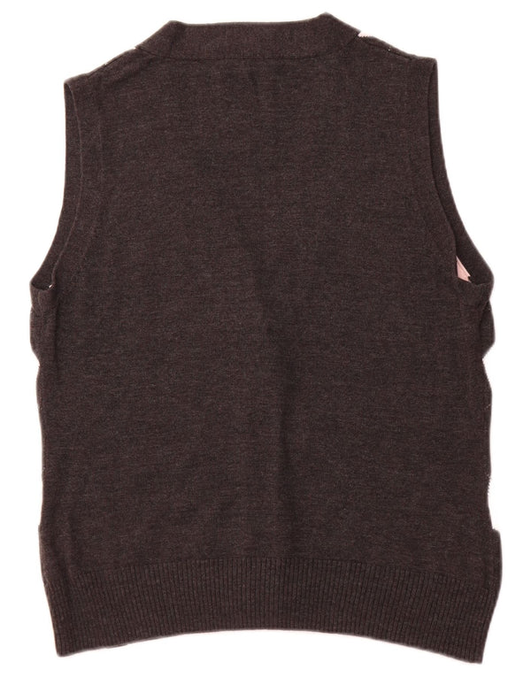 TOM TAILOR Womens Crop Cardigan Sweater UK 18 XL Black Argyle/Diamond