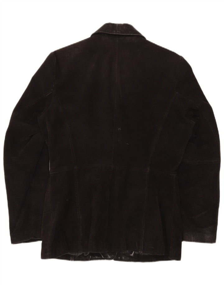 GYPSY Damska marynarka zapinana na 3 guziki, UK 14, średnia czarna skóra