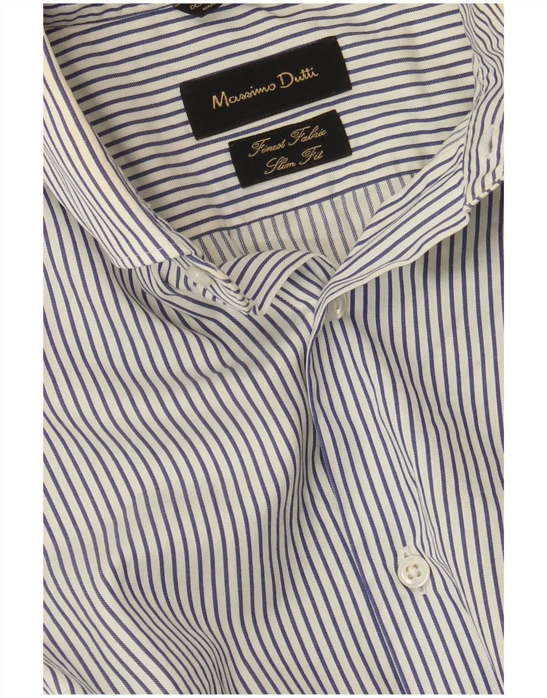 MASSIMO DUTTI Mens Slim Fit Shirt Size 15 1/2 39 Medium Blue Striped