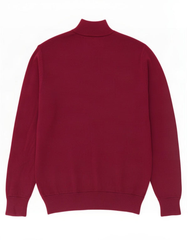 Jack Wills Męski sweter z zamkiem błyskawicznym, duży, bordowy, bawełniany