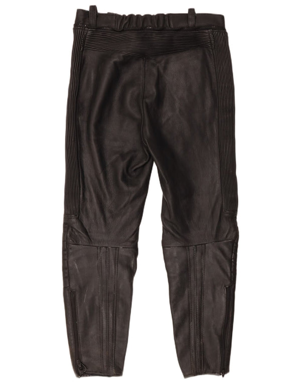 Męskie spodnie skórzane VINTAGE Moto Racer IT 52 Large W32 L27 Czarna skóra