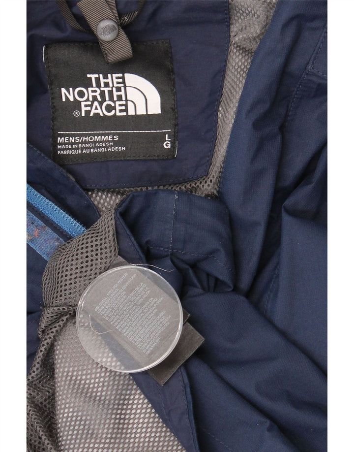 Męska kurtka przeciwdeszczowa z kapturem THE NORTH FACE UK 40, duża, granatowa, z poliestru