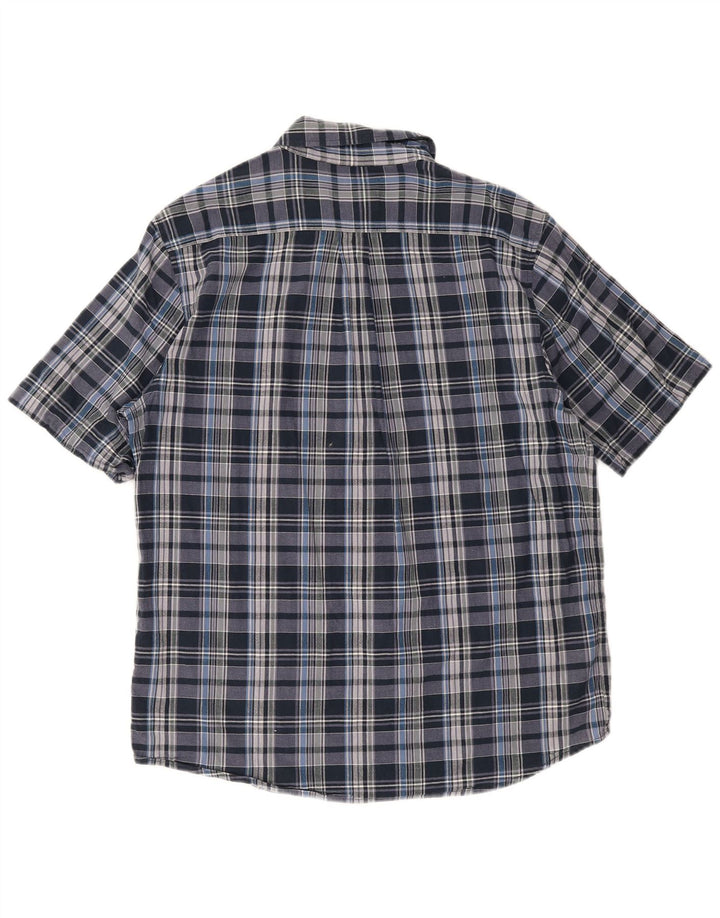 Koszula męska Woolrich z krótkim rękawem o regularnym kroju, duża, niebieska bawełniana w kratę