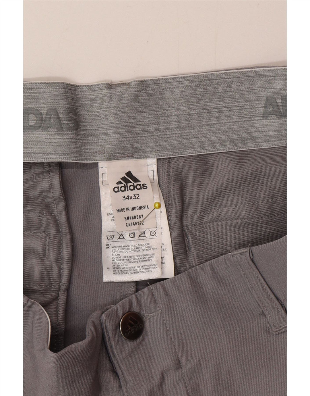 Męskie spodnie Chino Adidas W34 L32 Szary poliester
