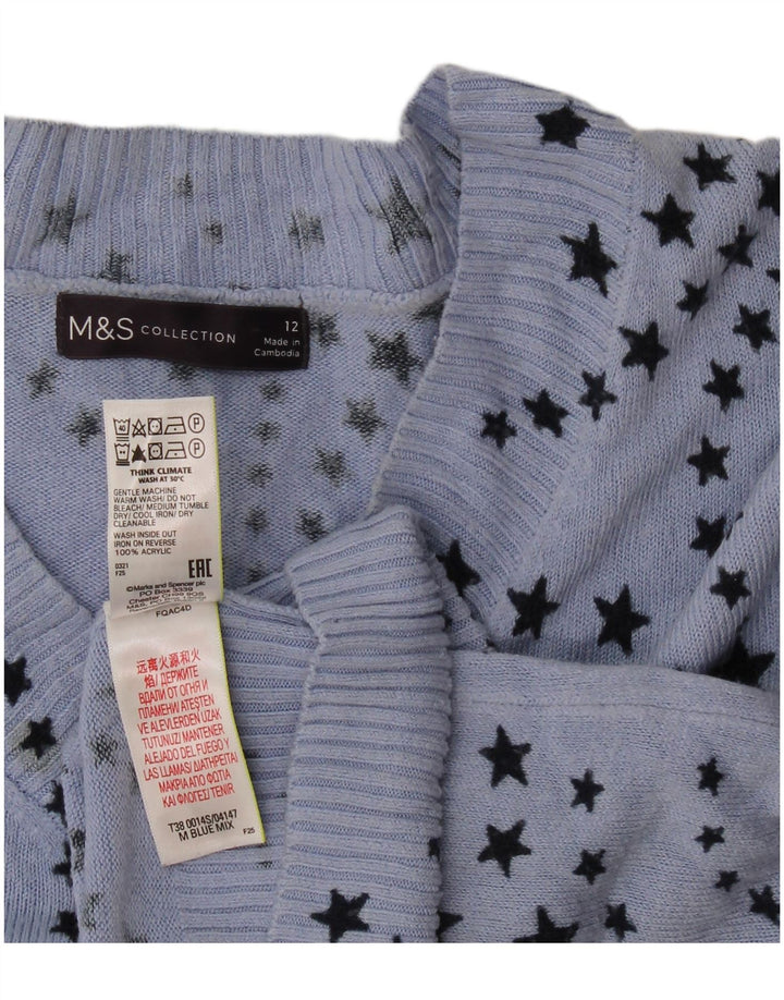 Marks & Spencer Damski sweter z abstrakcyjnym wzorem i dekoltem w kształcie litery V, UK 12, średni