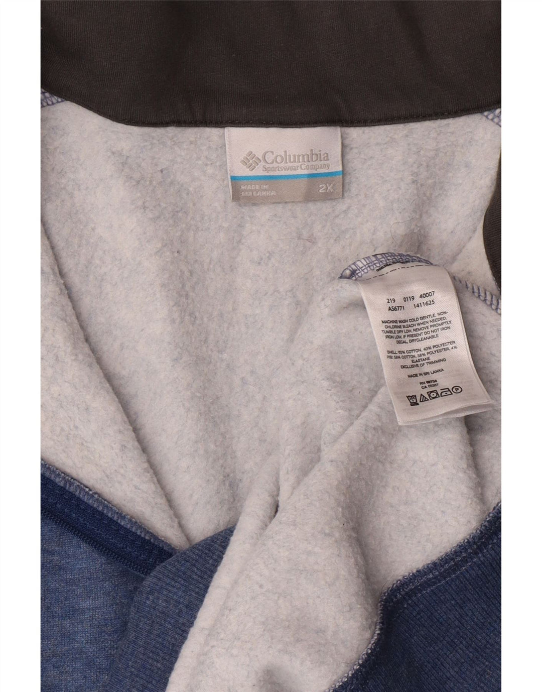 Męska bluza z zamkiem błyskawicznym Columbia, 2XL, niebieska bawełna