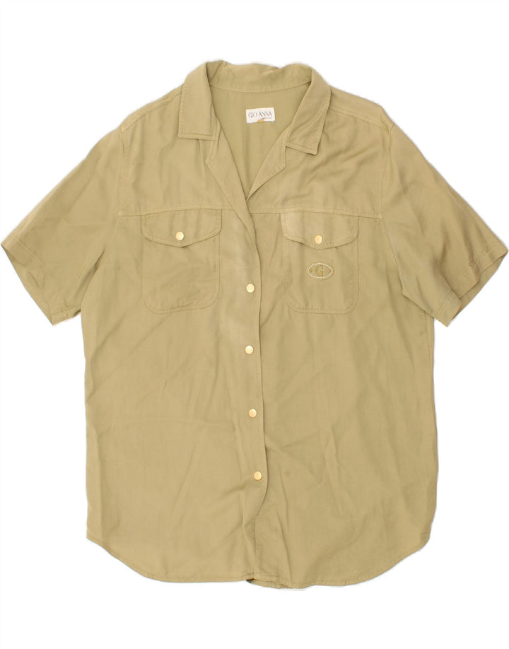 VINTAGE Womens Short Sleeve Shirt IT 48 XL Beige Polyester Vintage Vintage and Second-Hand Vintage from Messina Hembry 