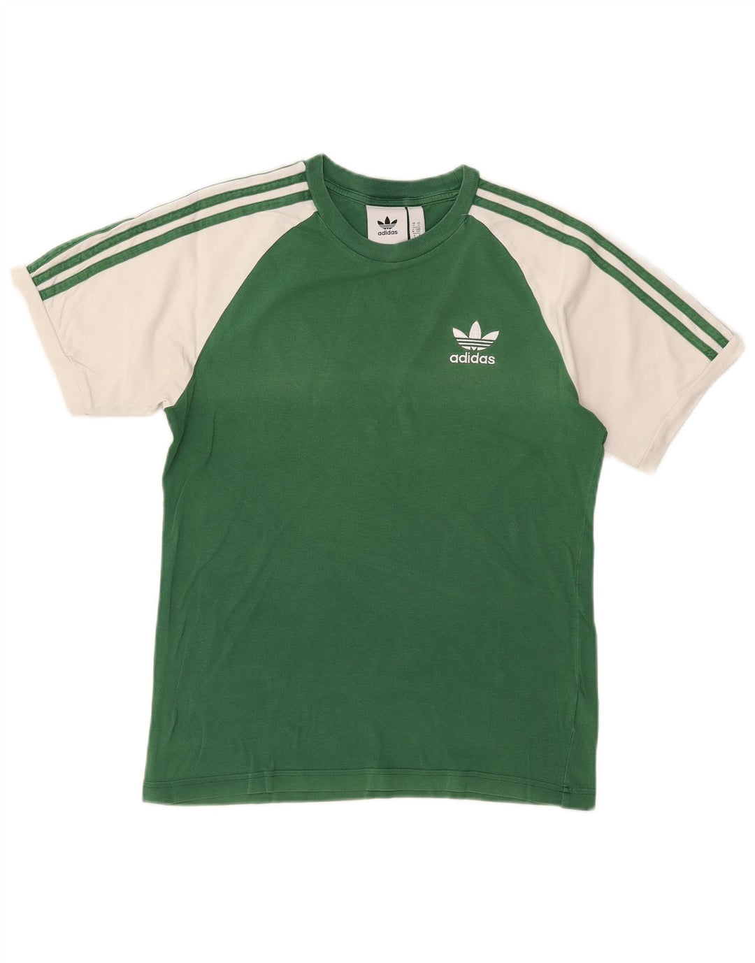 Adidas Męski T-shirt Top Mały Zielony Poliester z blokami kolorów