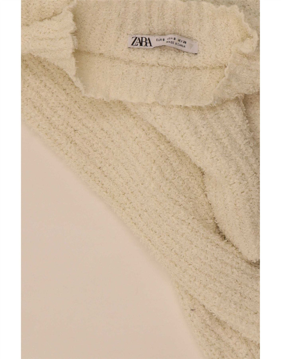 Damski sweter z golfem Zara UK 10, mały, złamany biały poliester
