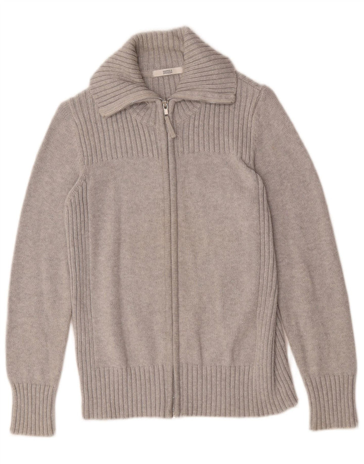 Marks & Spencer Damski sweter rozpinany UK 14, duży, szary, bawełniany