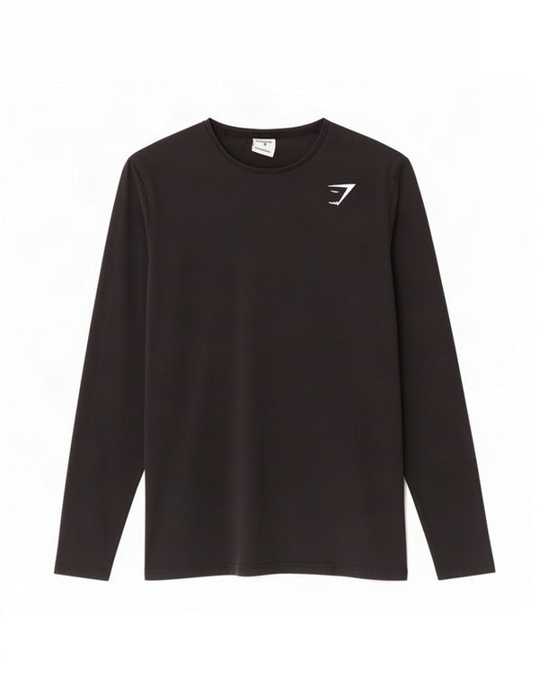 Męski top Gymshark z długim rękawem, średnio czarny, bawełniany
