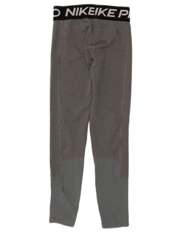 Dziewczęce legginsy Nike Dri Fit Graphic 10-11 lat, średnioszare, z blokami kolorów