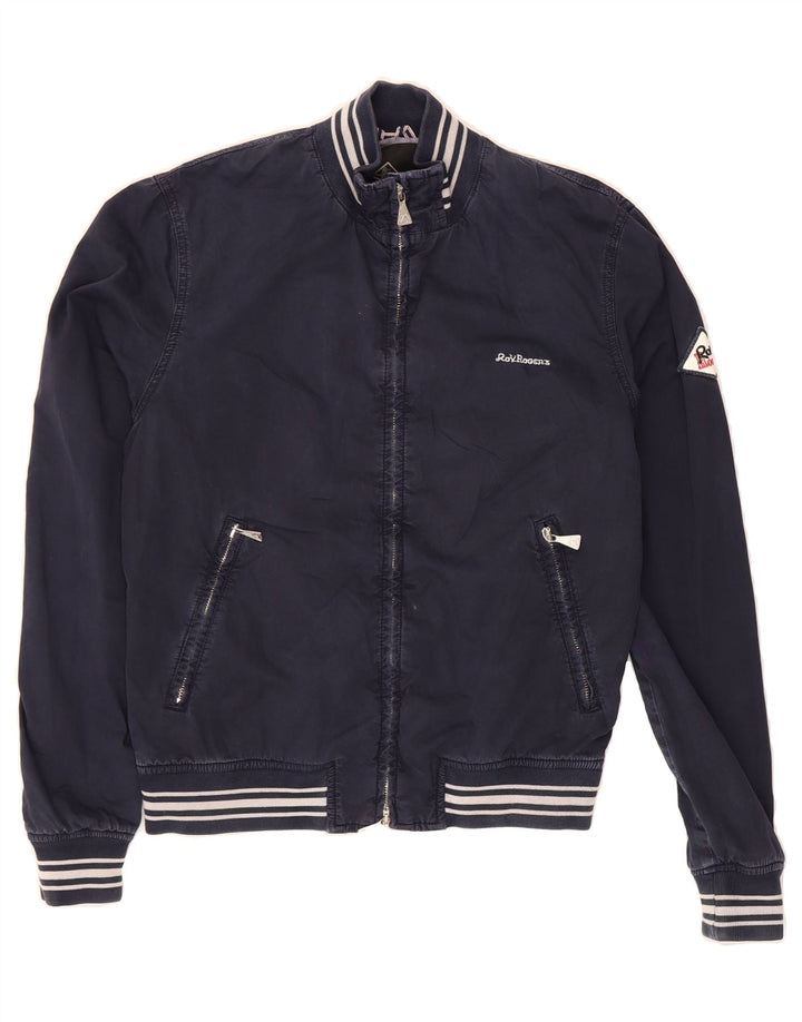 ROY ROGERS Mens Graphic Bomber Jacket UK 36 Small Navy Blue Vintage Roy Rogers and Second-Hand Roy Rogers from Messina Hembry 