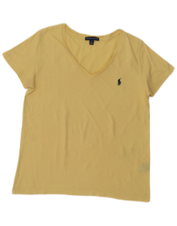 T-shirt damski Ralph Lauren Top UK 14, duży, żółty, bawełniany