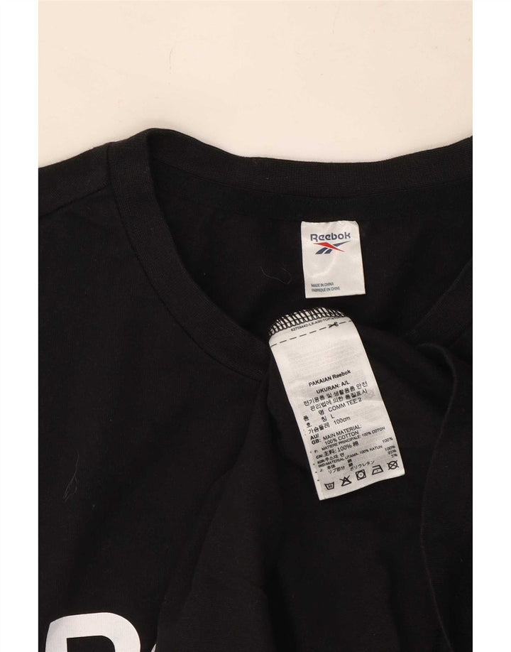 Męska koszulka Reebok z grafiką, duża, czarna, bawełniana
