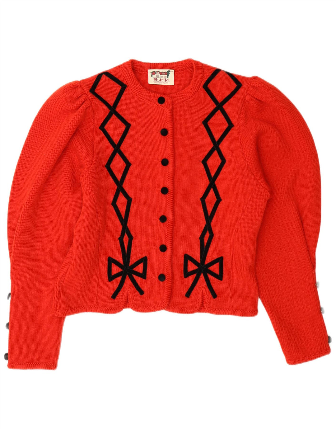 Sweter damski Astrifa Crop Cardigan EU 40 Średnioczerwony, geometryczny wełniany
