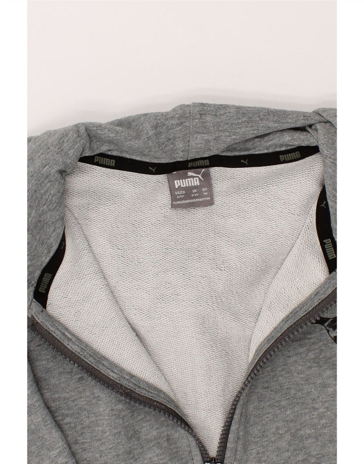 PUMA Boys Zip Hoodie Sweater 5-6 Years Grey Cotton Vintage Puma and Second-Hand Puma from Messina Hembry 