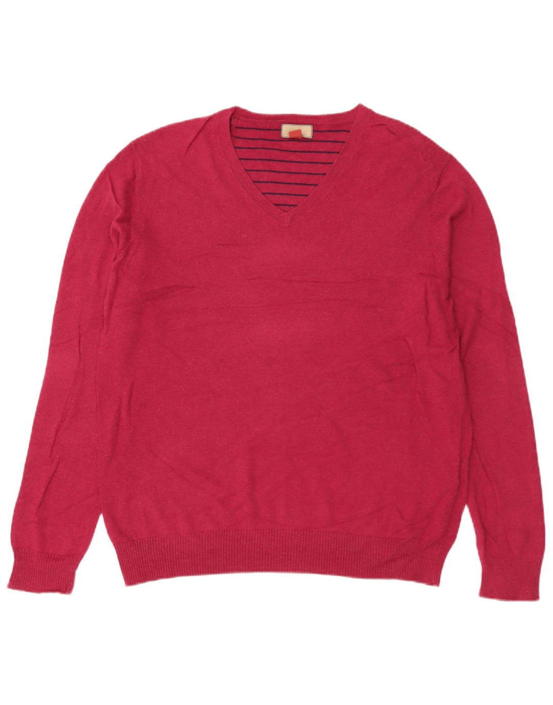 Męski sweter z dekoltem w serek John Lewis, bawełniany, w kolorze średniej czerwieni