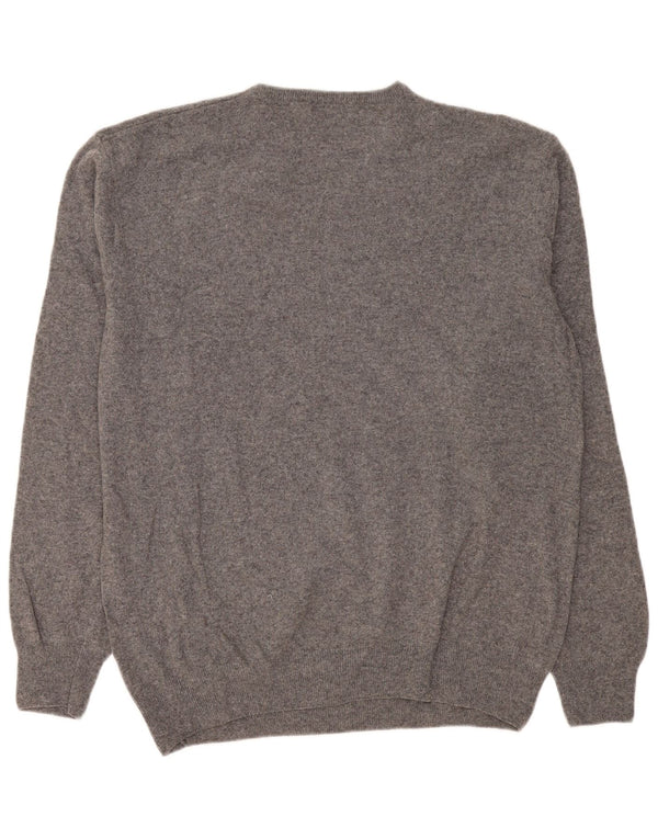 Męski sweter Kappa z dekoltem w kształcie litery V, 3XL, szara wełna owcza