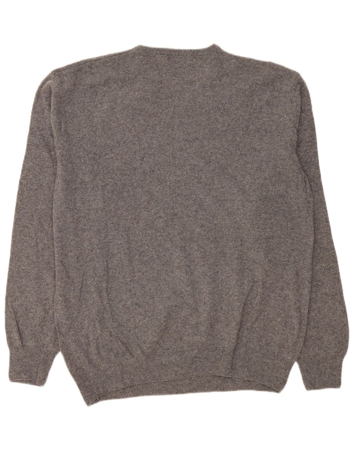 Męski sweter Kappa z dekoltem w kształcie litery V, 3XL, szara wełna owcza