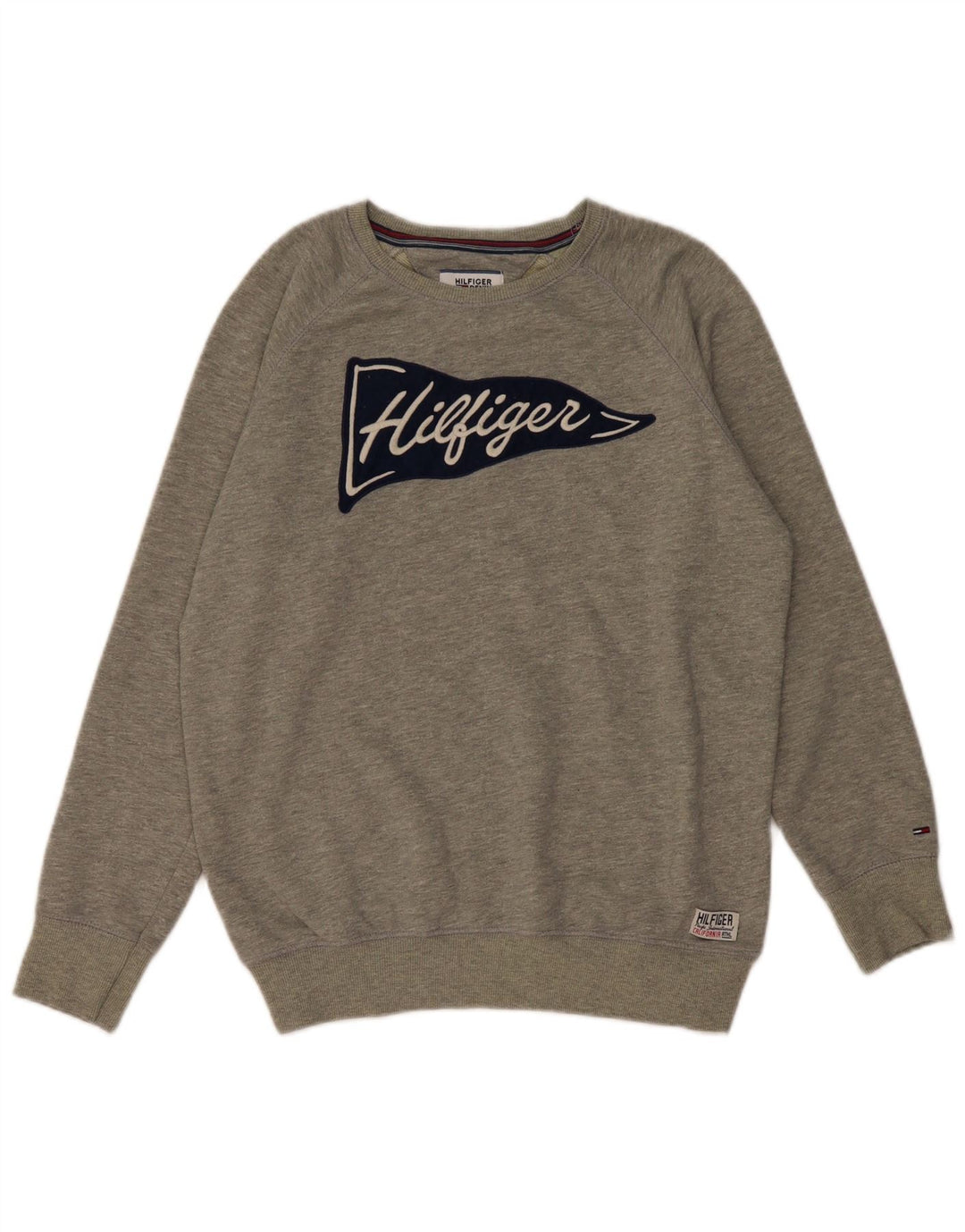 Męska bluza z grafiką TOMMY HILFIGER, mała, szara, bawełniana