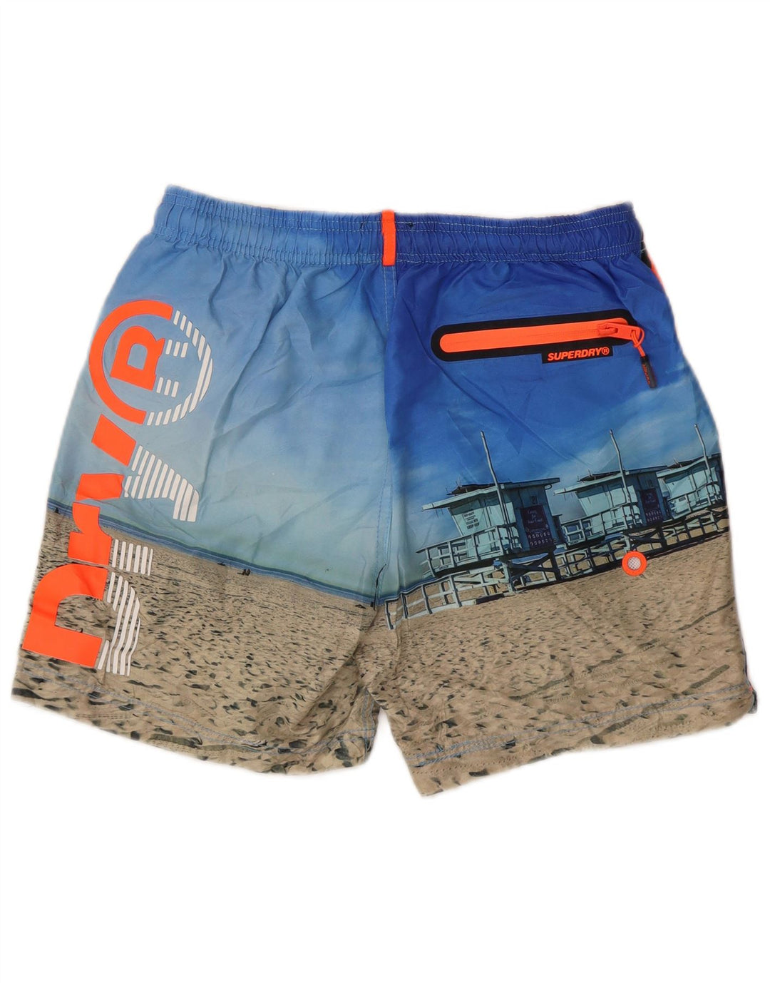 Męskie spodenki kąpielowe Superdry z grafiką, poliester w średnie niebieskie paski