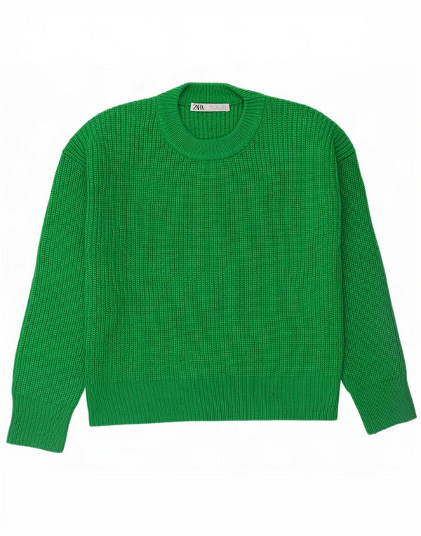Damski sweter oversize z wycięciem pod szyją Zara UK 10 Mały zielony akryl