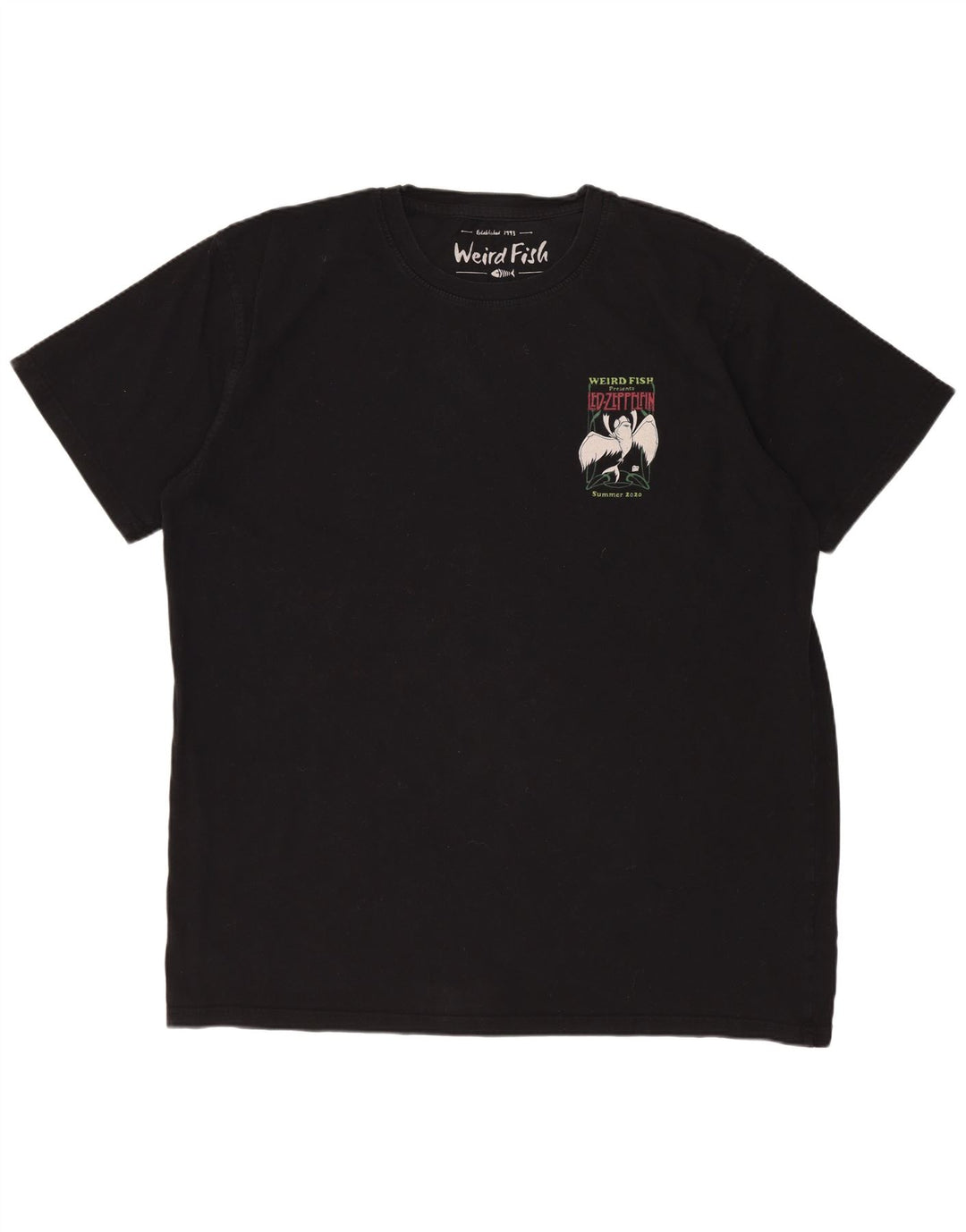 Męska koszulka graficzna WEIRD FISH Top XL, czarna, bawełniana