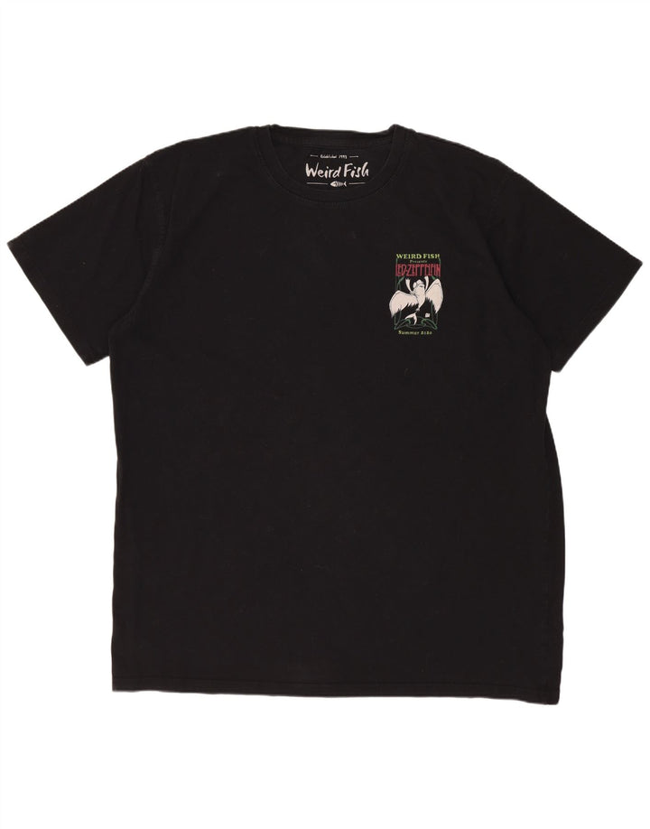 Męska koszulka graficzna WEIRD FISH Top XL, czarna, bawełniana