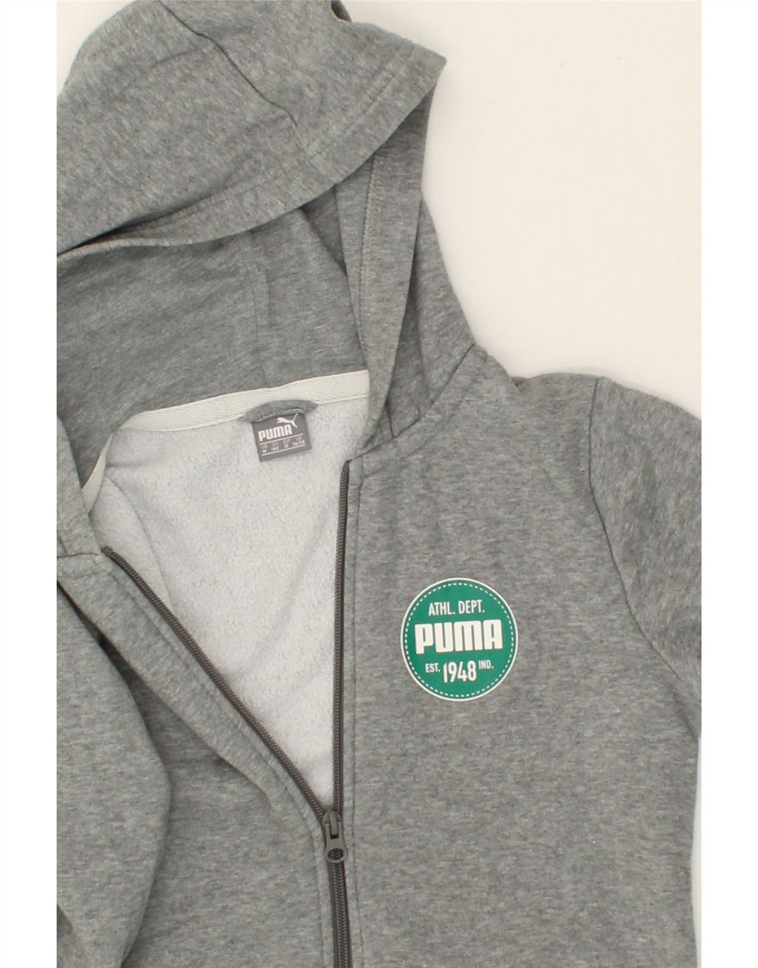 PUMA Boys Zip Hoodie Sweater 9-10 Years Medium  Grey Cotton Vintage Puma and Second-Hand Puma from Messina Hembry 