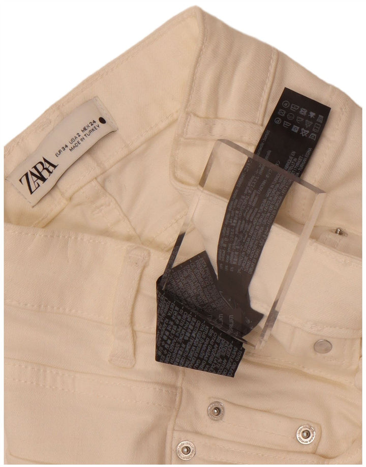 Damskie jeansy rozkloszowane Zara EU 34 2XS W24 L32 Biała bawełna
