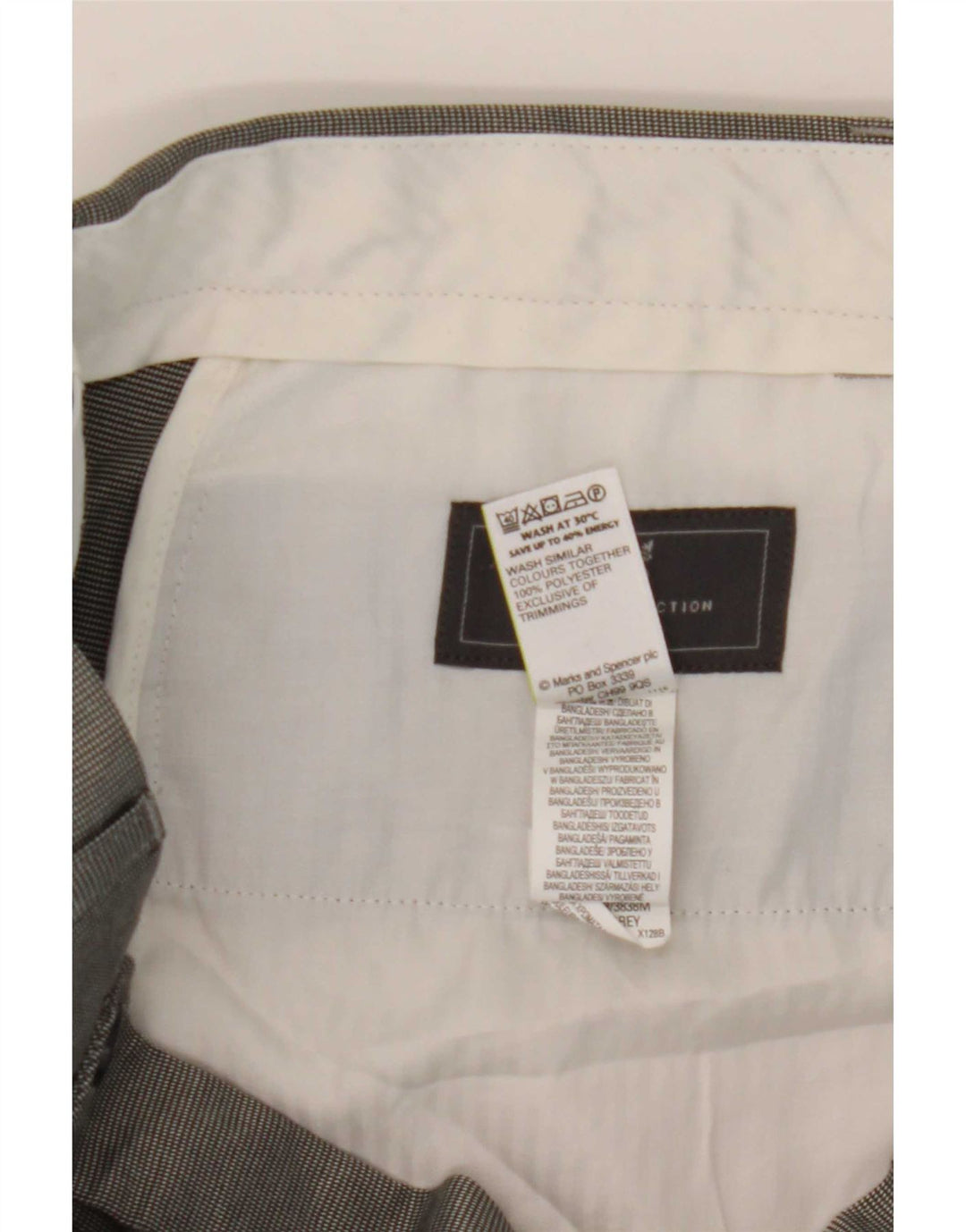 Męskie spodnie garniturowe Marks & Spencer o regularnym kroju W36 L31 Szary poliester