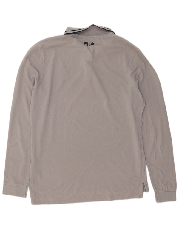 Męska koszulka polo Fila z długim rękawem, duża, szara, bawełniana