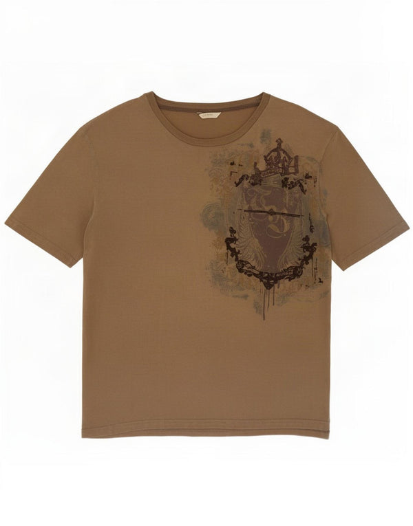 Męski T-shirt z grafiką Ted Baker, rozmiar 4, duży, brązowy