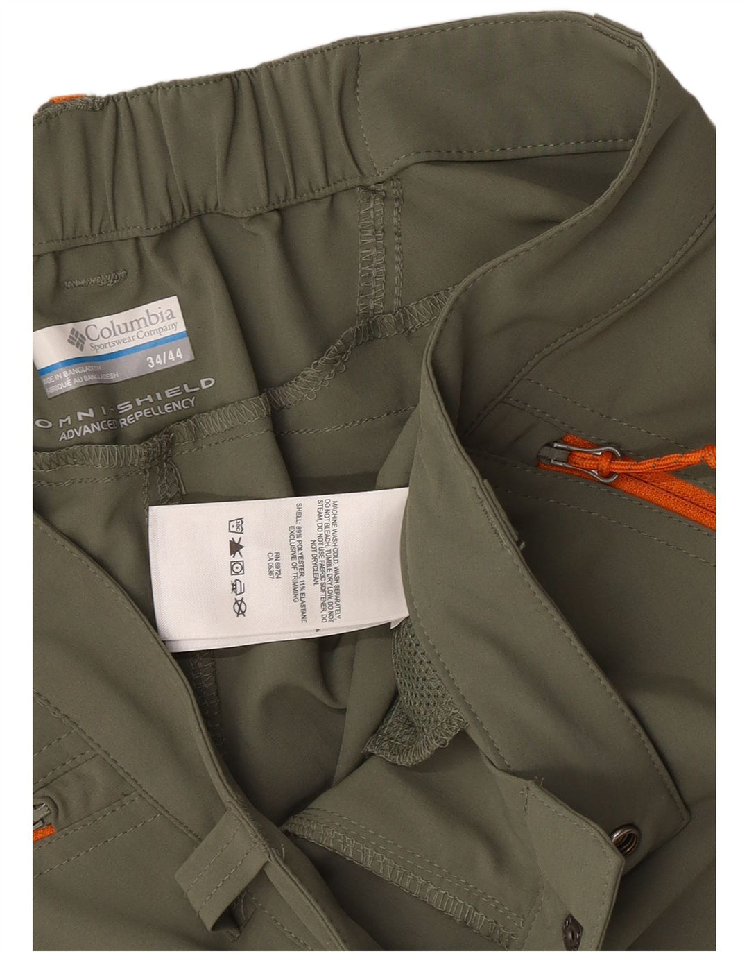 Męskie spodenki cargo Columbia Omni-Shield W34, duży, khaki, poliester