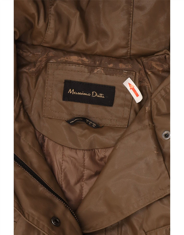 Damski płaszcz przeciwdeszczowy Massimo Dutti z kapturem UK 14, średni brąz