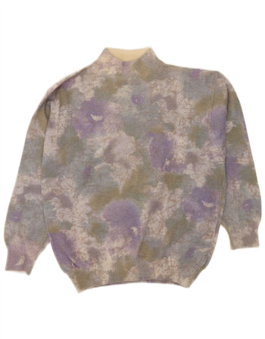 Sweter damski w stylu vintage z golfem UK 14, duży, wielokolorowy krawat