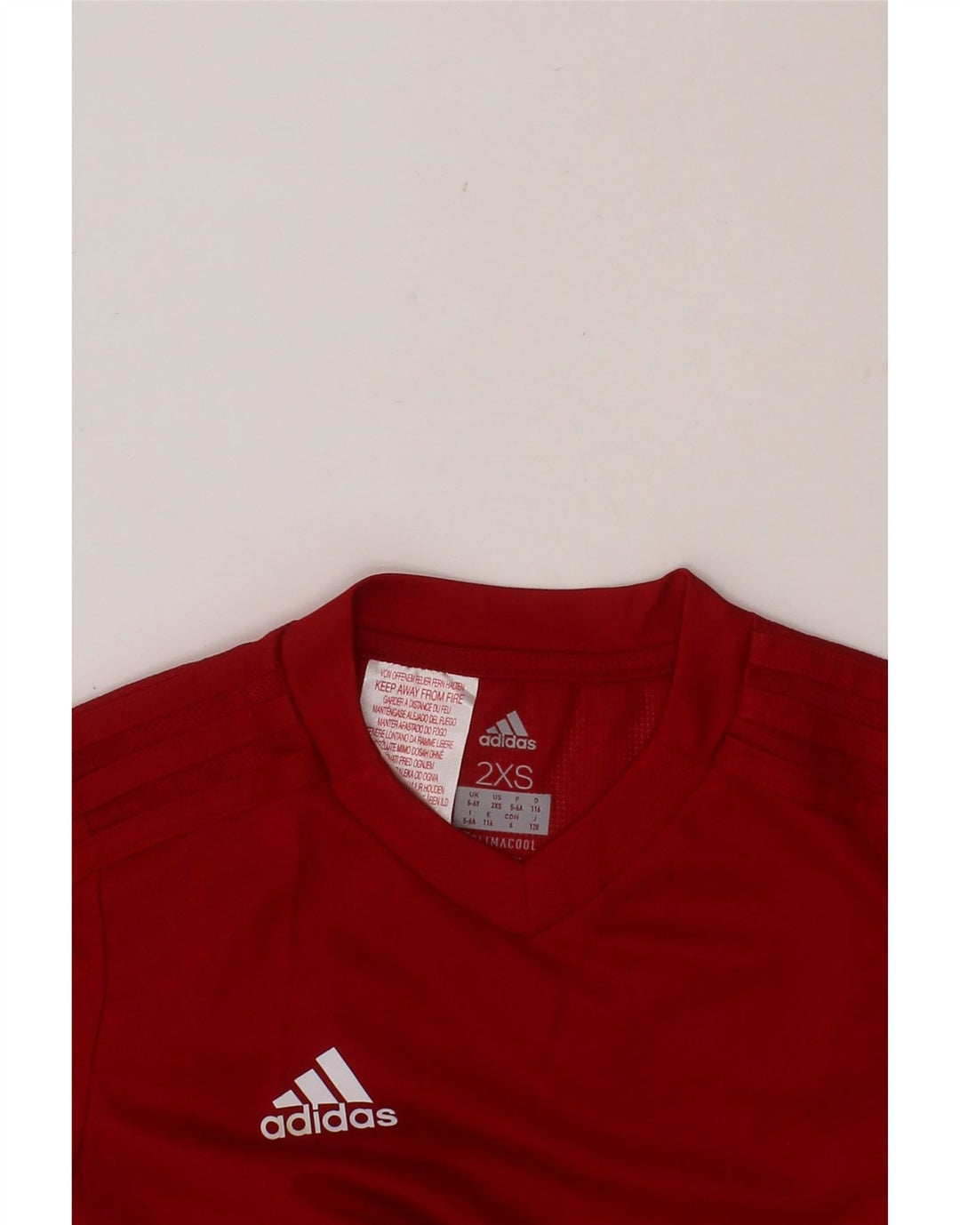 ADIDAS Boys Climacool T-Shirt Top 5-6 Years 2XS  Red Polyester Vintage Adidas and Second-Hand Adidas from Messina Hembry 