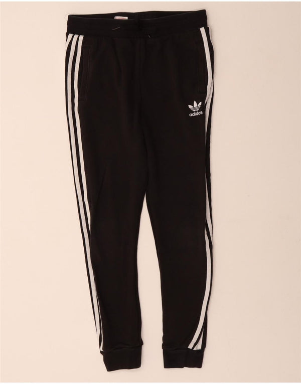 ADIDAS Womens Tracksuit Trousers Joggers UK 12 Medium  Black Cotton