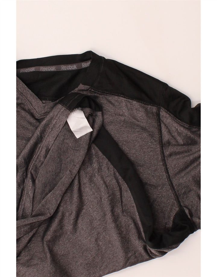 REEBOK Mens T-Shirt Top Medium Grey Colourblock Polyester Vintage Reebok and Second-Hand Reebok from Messina Hembry 