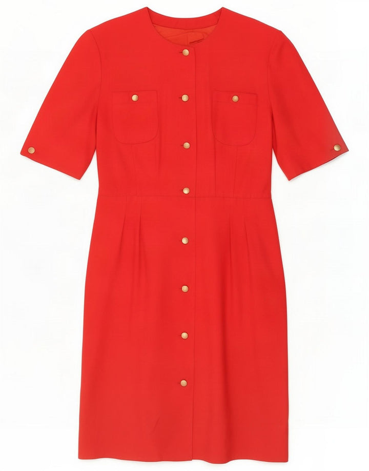 Vintage damska sukienka płaszczowa UK 14 Medium Red