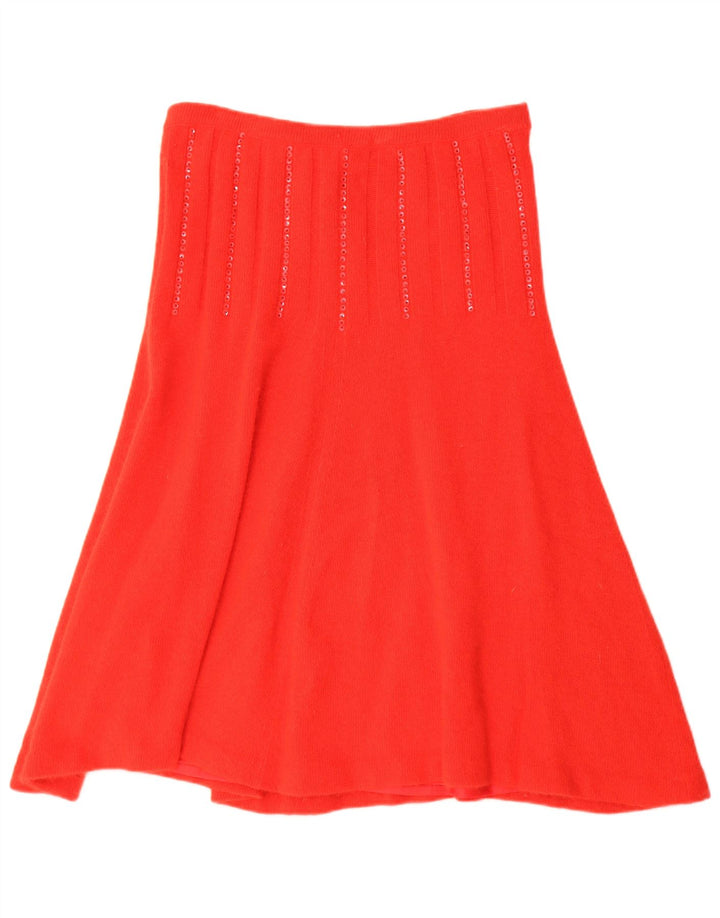 Vintage damska dzianinowa rozkloszowana spódnica IT 44 Medium W30 Czerwona Angora